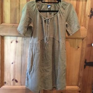 Old Navy Olive Green Gauze Tie-Front Mini Dress